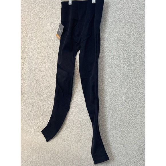 NUX Ribbed Waist Leggings Size Medium Workout Black Moderate Compress NWT - Picture 2 of 13